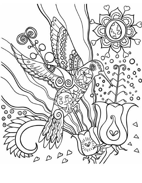 Dibujo de Colibr Imprimible para Colorear