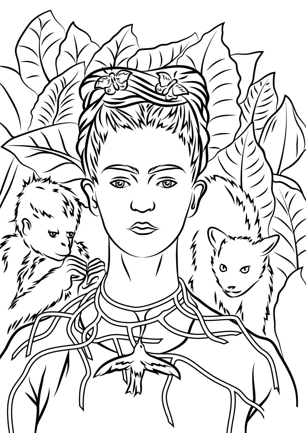 Dibujo de Autorretrato con Collar para Colorear