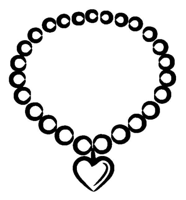 Dibujo de Collar de Corazn de San Valentn para Colorear