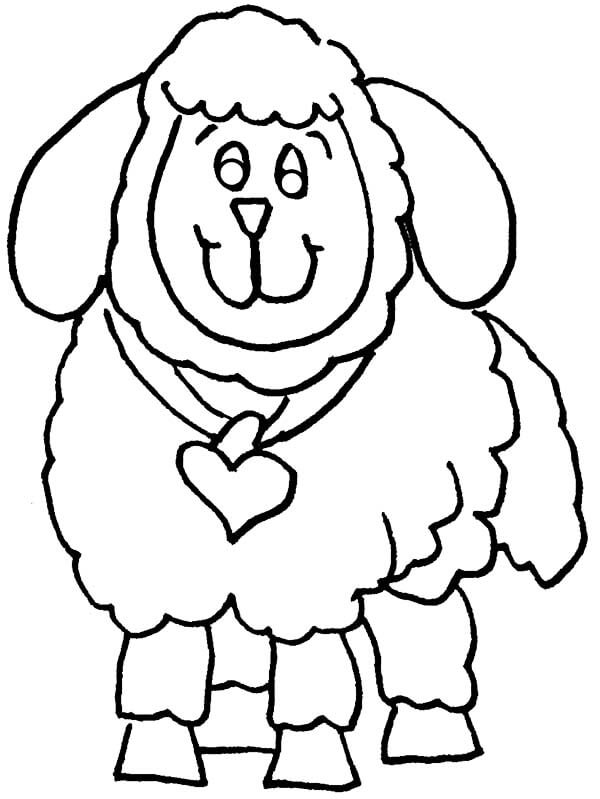 Dibujo de Collar de Oveja con Amor para Colorear