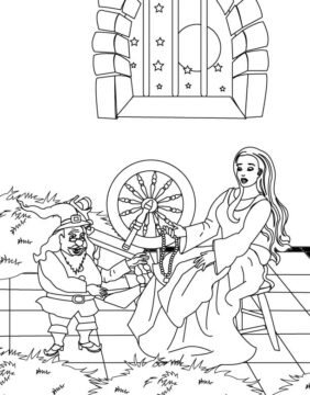 Dibujo de La Hija del Molinero Regalando Su Collar para Colorear