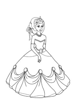 Dibujo de Princesa Vistiendo con Collar para Colorear