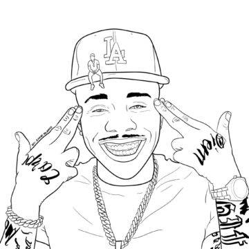 Dibujo de Rapero con Collar para Colorear