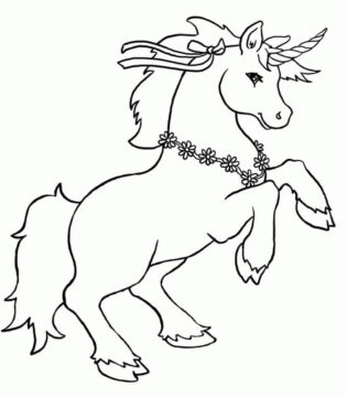 Dibujo de Unicornio con Collar para Colorear