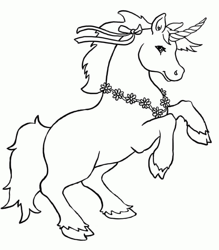 Dibujo de Unicornio con Collar para Colorear