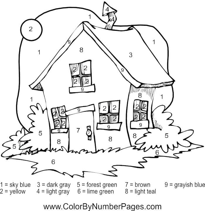 Dibujo de Casa Fea Colorear por número para Colorear