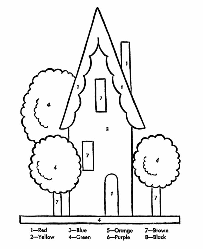 Dibujo de Casa para jardín de Infantes Colorear por número para Colorear