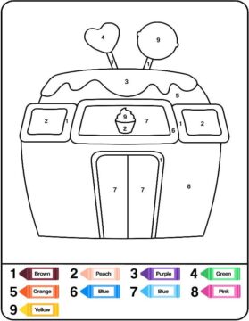 Dibujo de Colorear por número de Casa Dulce para Colorear