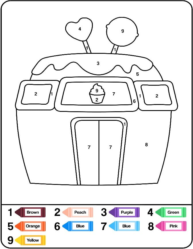 Dibujo de Colorear por número de Casa Dulce para Colorear