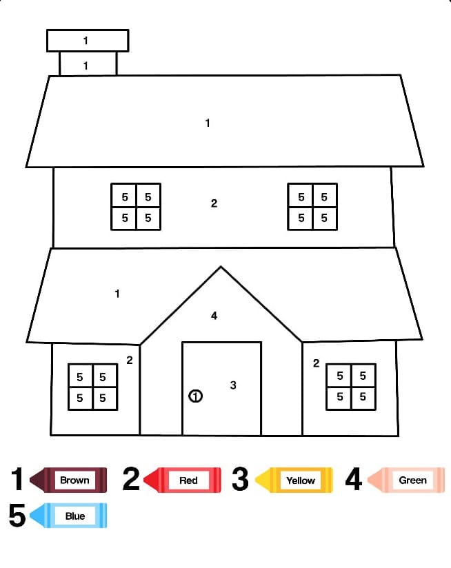 Dibujo de Colorear por número de Casa Grande para Colorear