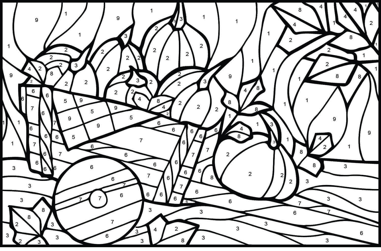 Dibujo de Calabazas para Colorear por Nmero para Colorear