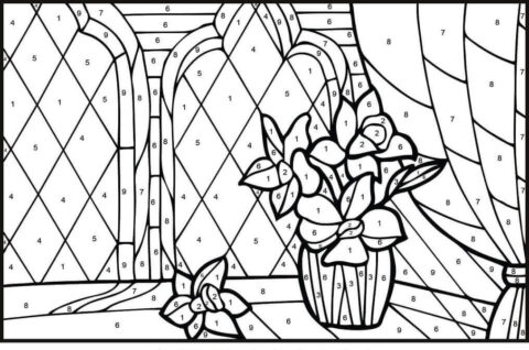 Dibujo de Color de Narciso por Nmero para Colorear