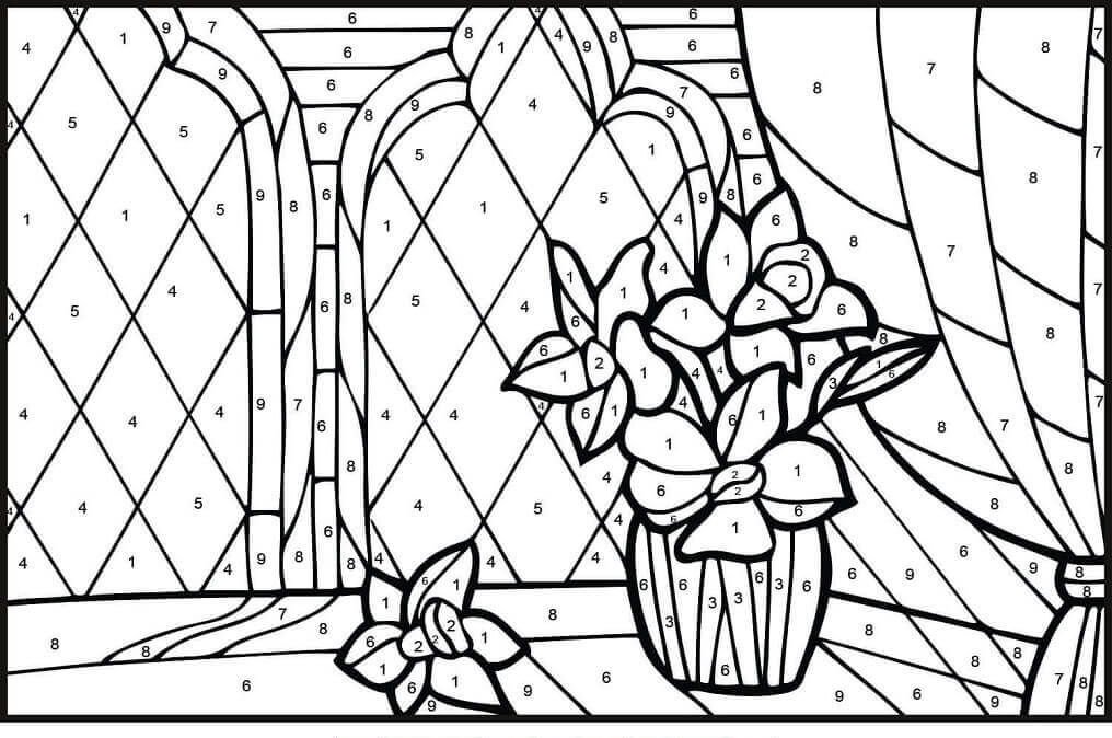 Dibujo de Color de Narciso por Nmero para Colorear