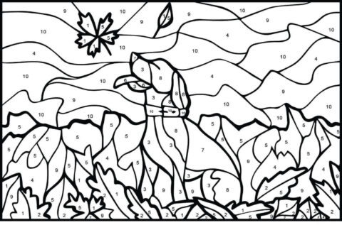 Dibujo de Color de Perro por Nmero para Colorear