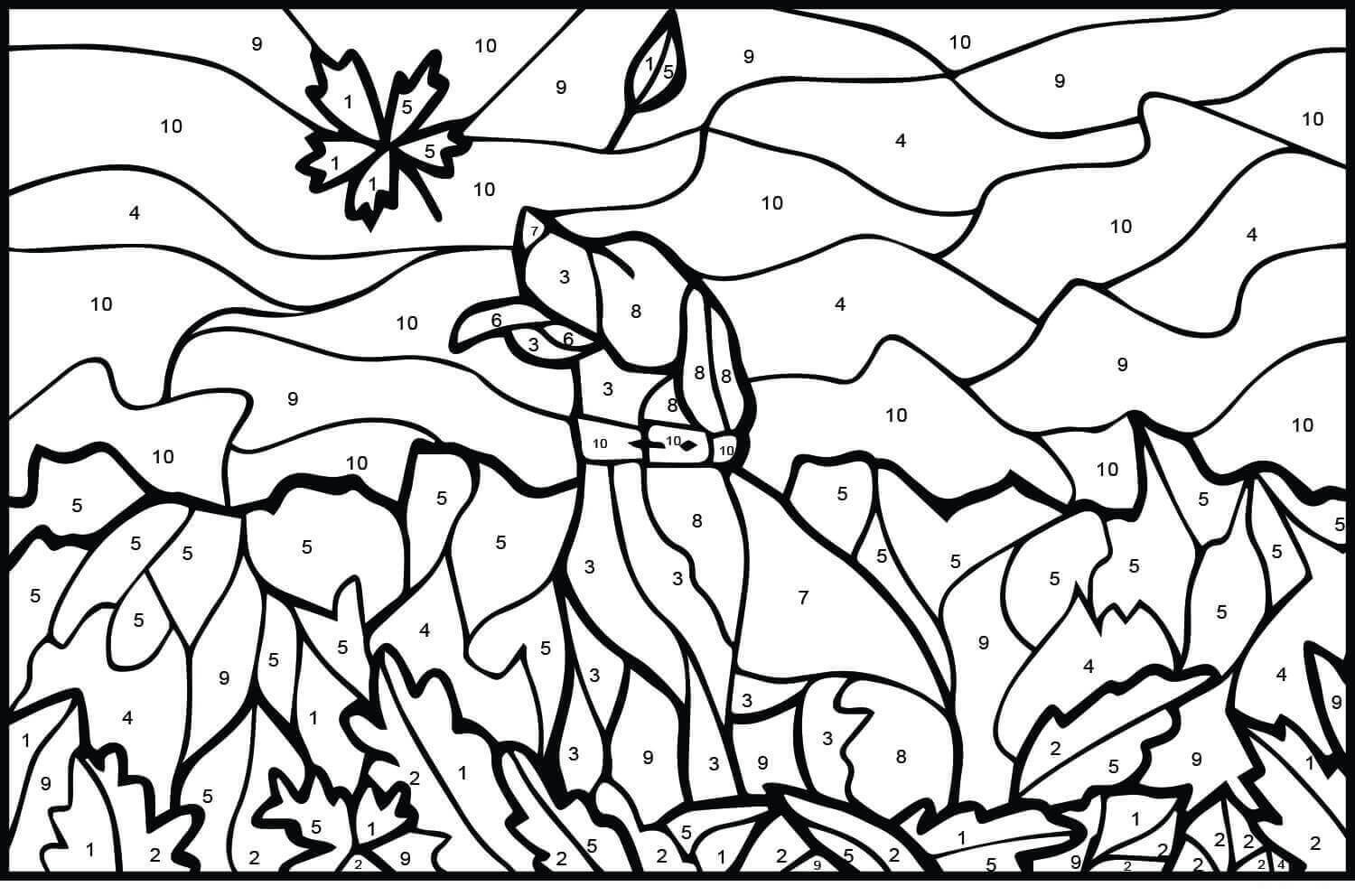 Dibujo de Color de Perro por Nmero para Colorear