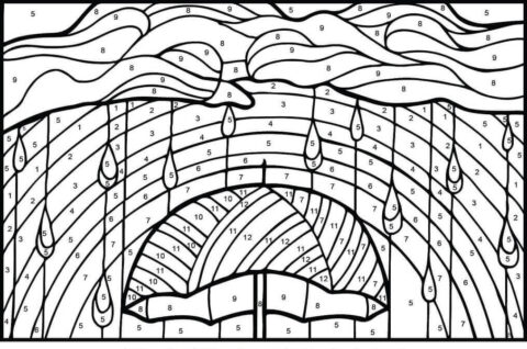 Dibujo de Color del Arco Iris por Nmero para Colorear