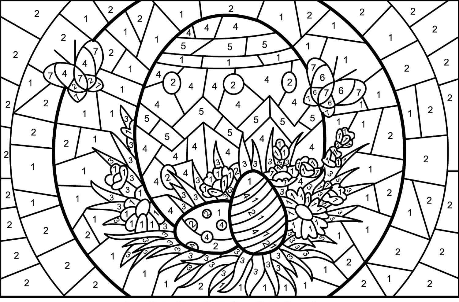 Dibujo de Huevos de Pascua para Colorear por Nmeros para Colorear