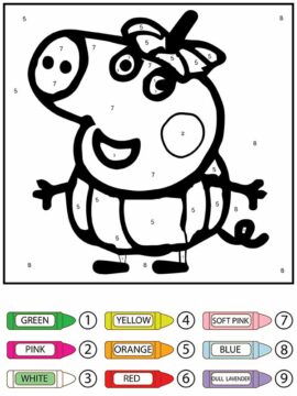 Dibujo de Colorear por números Peppa Pig Calabaza página para Colorear