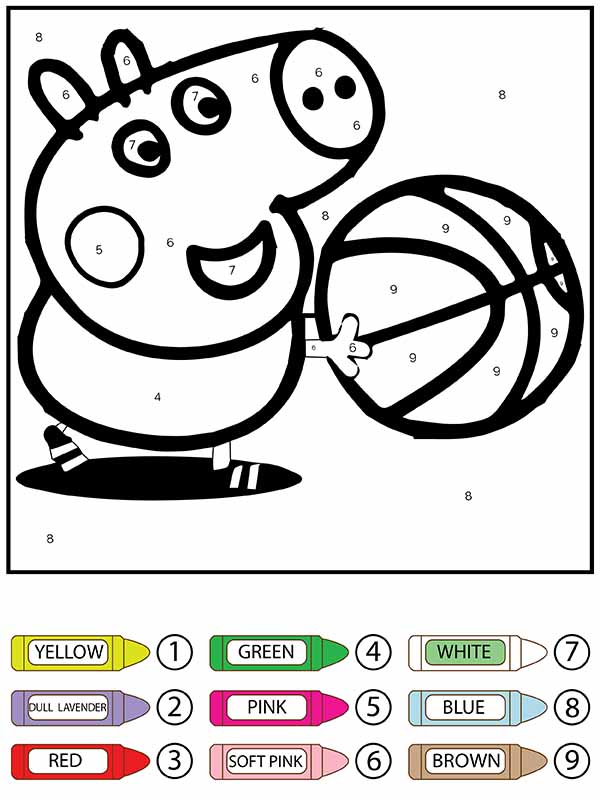 Dibujo de Jugando a Peppa Pig Colorear por números página para Colorear
