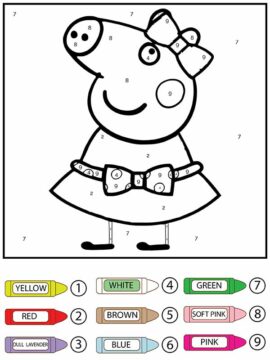 Dibujo de Página para Colorear de Peppa Pig con Cinta para Colorear por números para Colorear