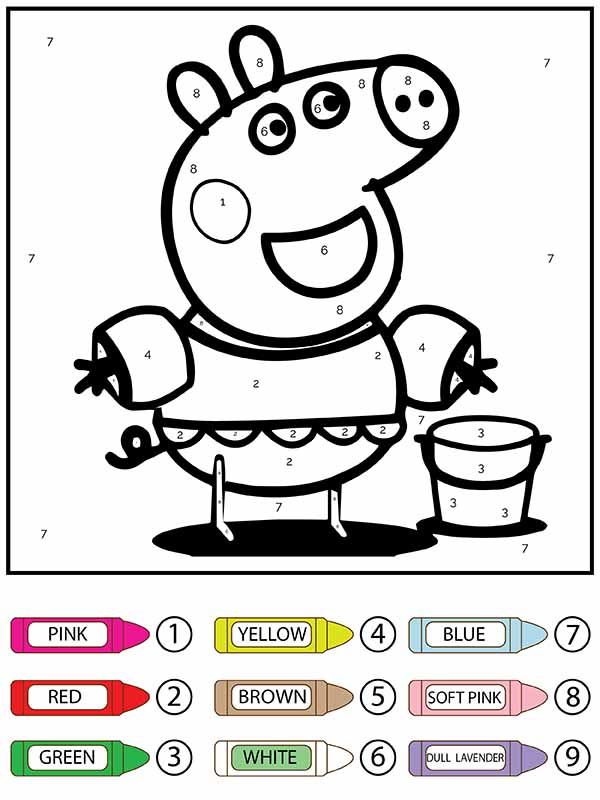 Dibujo de Peppa Pig Colorear por números página para Colorear