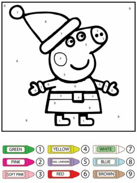 Dibujo de Peppa Pig de Navidad para Colorear por números página para Colorear