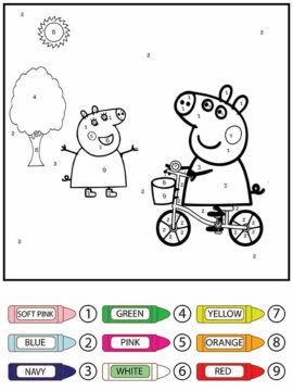 Dibujo de Peppa Pig en Bicicleta Colorear por números página para Colorear