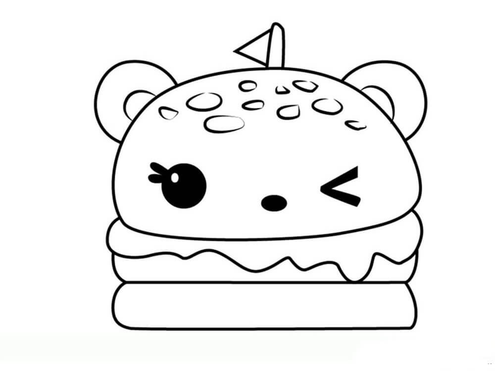 Dibujo de Hamburguesa Linda para Colorear