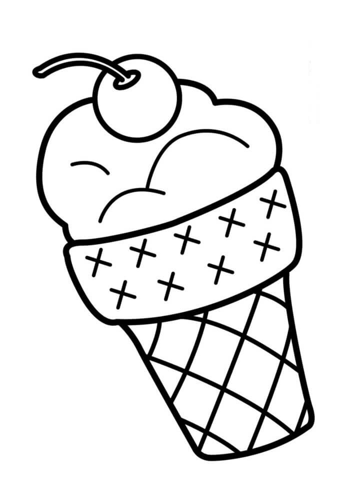 Dibujo de Lindo Cono de Helado para Colorear