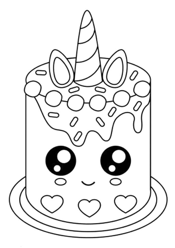 Dibujo de Lindo Pastel de Cumpleaos para Colorear