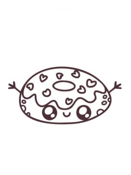 Dibujo de Un Donut Kawaii para Colorear