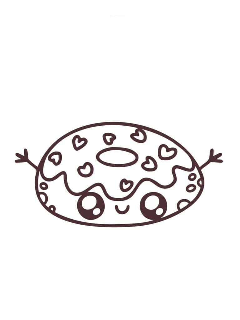 Dibujo de Un Donut Kawaii para Colorear