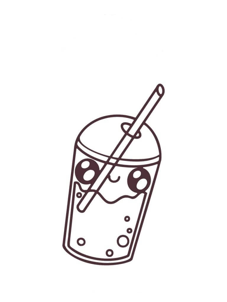 Dibujo de Una Bebida Kawaii para Colorear