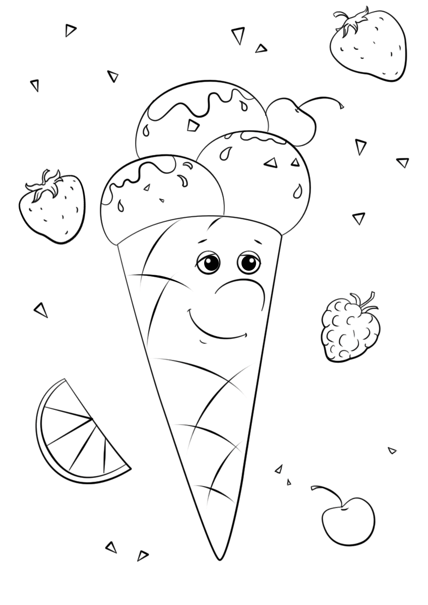 Dibujo de Carácter de Helado Lindo para Colorear
