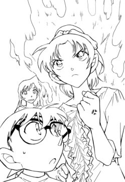 Dibujo de Conan Ran y Sonoko Scaled para Colorear