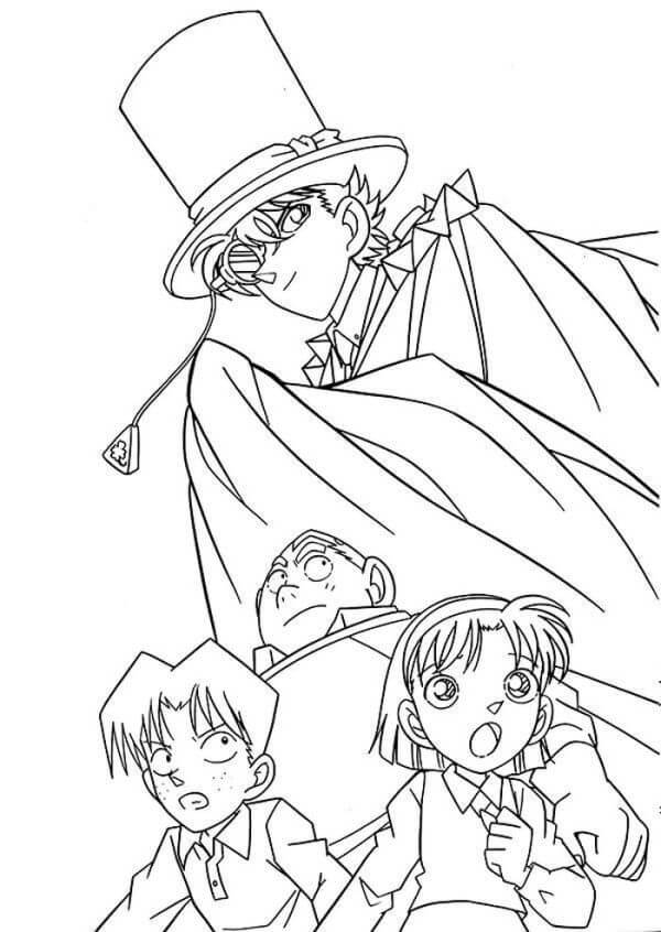 Dibujo de El Detective Conan y Mi Equipo para Colorear