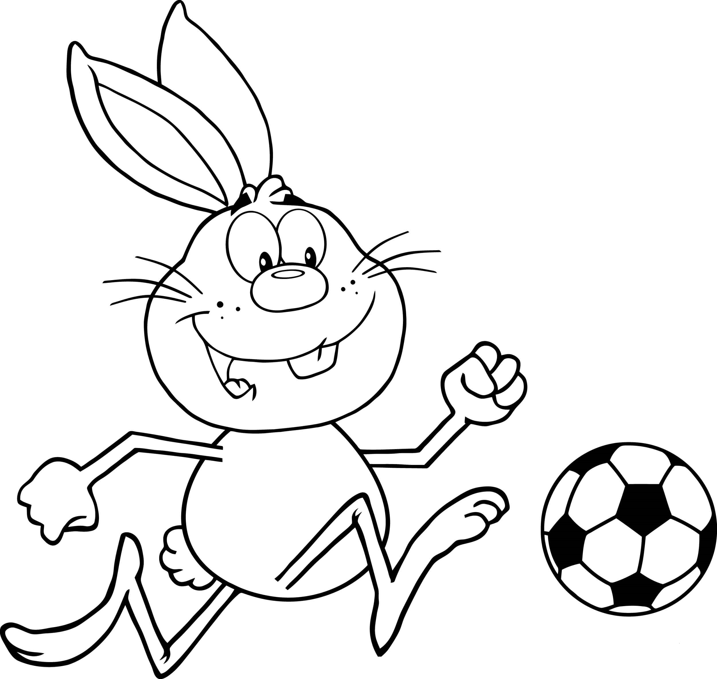 Dibujo de Conejo Jugando al Futbol para Colorear
