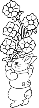 Dibujo de Conejo Sosteniendo Flores para Colorear
