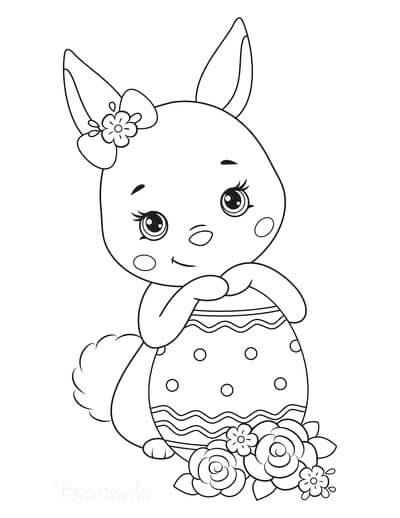 Dibujo de Conejita con Huevo de Pascua para Colorear