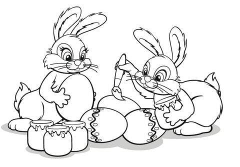 Dibujo de Dos Conejitos para Colorear