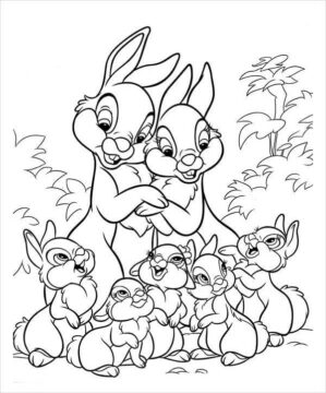 Dibujo de Familia de Conejito para Colorear