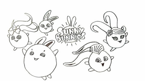 Dibujo de Conejitos Soleados Divertido para Colorear