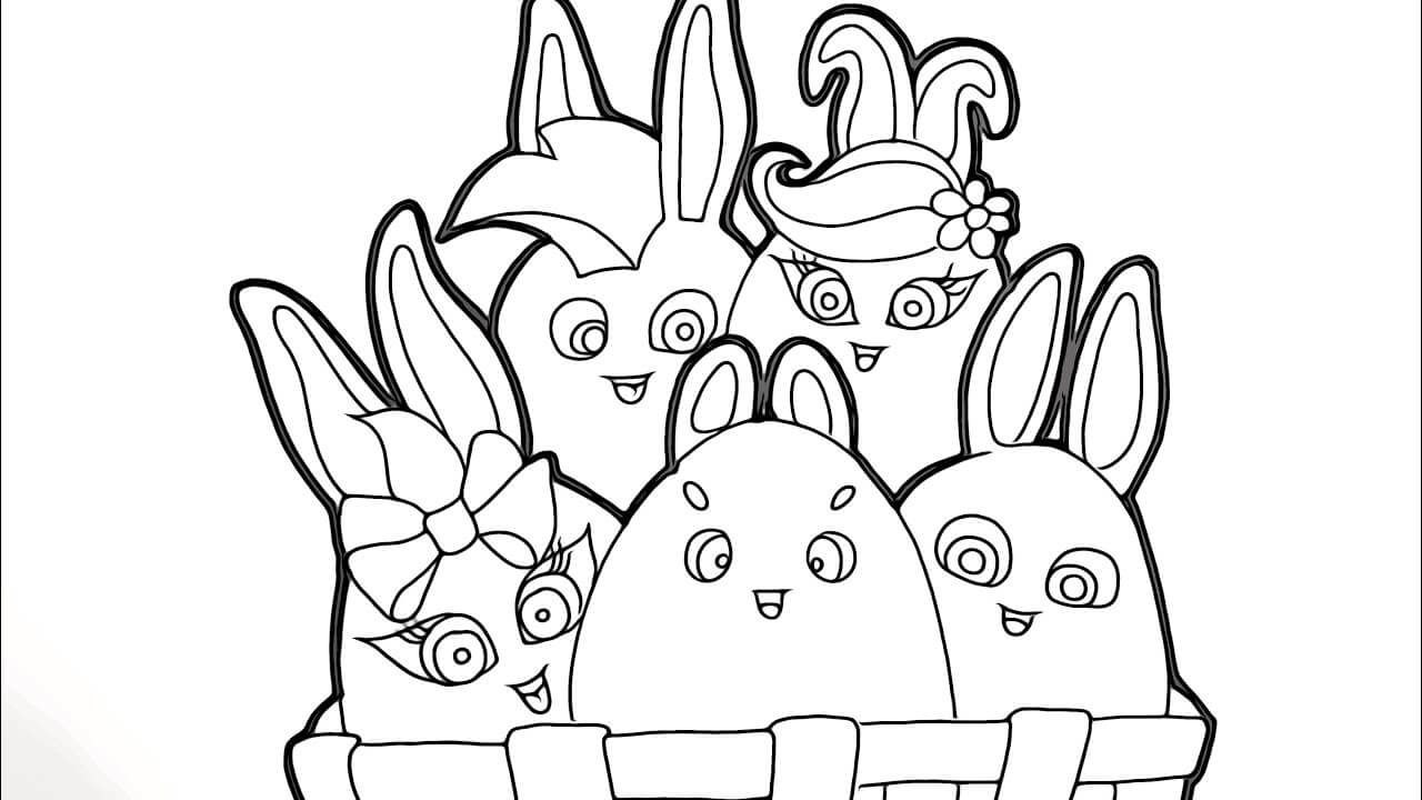 Dibujo de Lindos Conejitos Soleados para Colorear