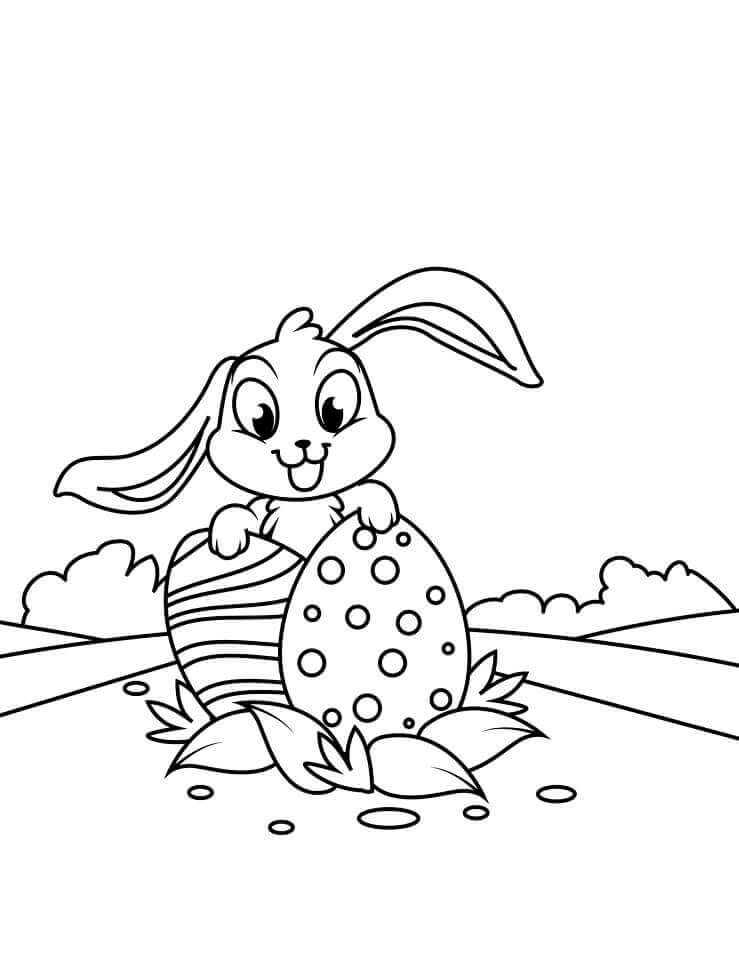 Dibujo de Bonito Conejito de Pascua para Colorear