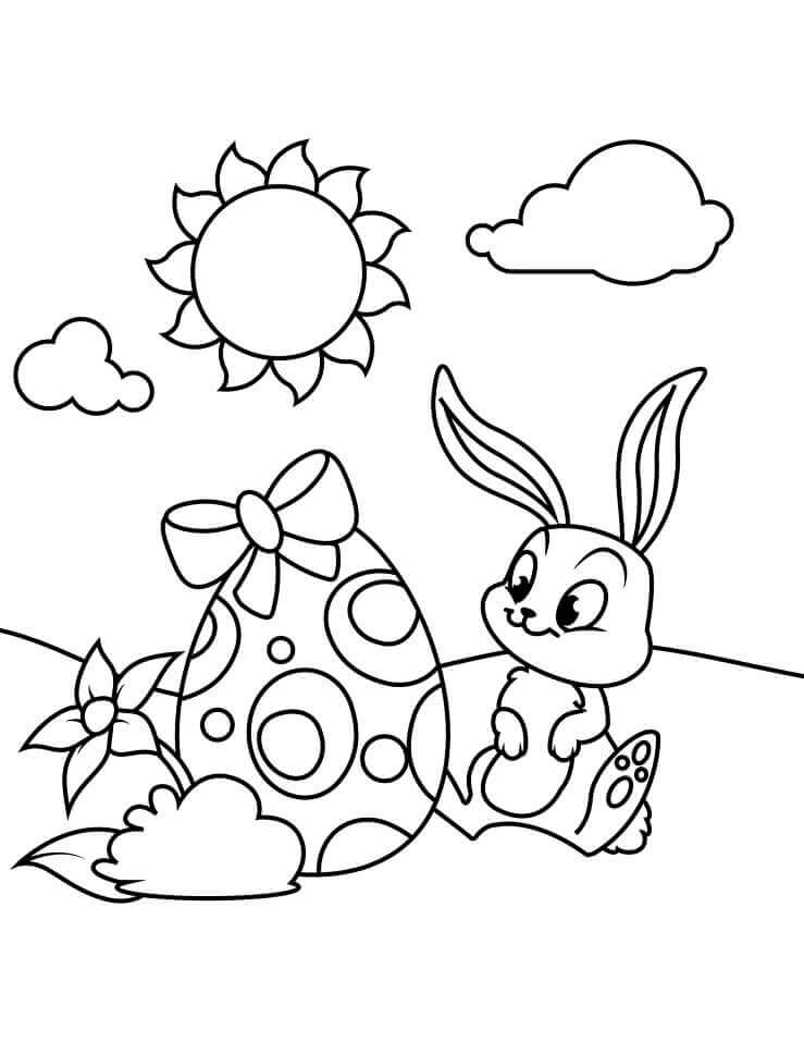 Dibujo de Conejito de Pascua Kawaii para Colorear