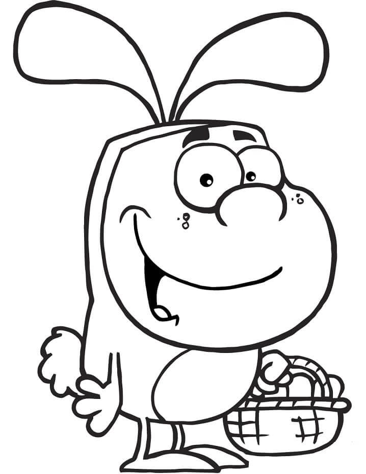 Dibujo de Conejito de Pascua Sonriendo para Colorear