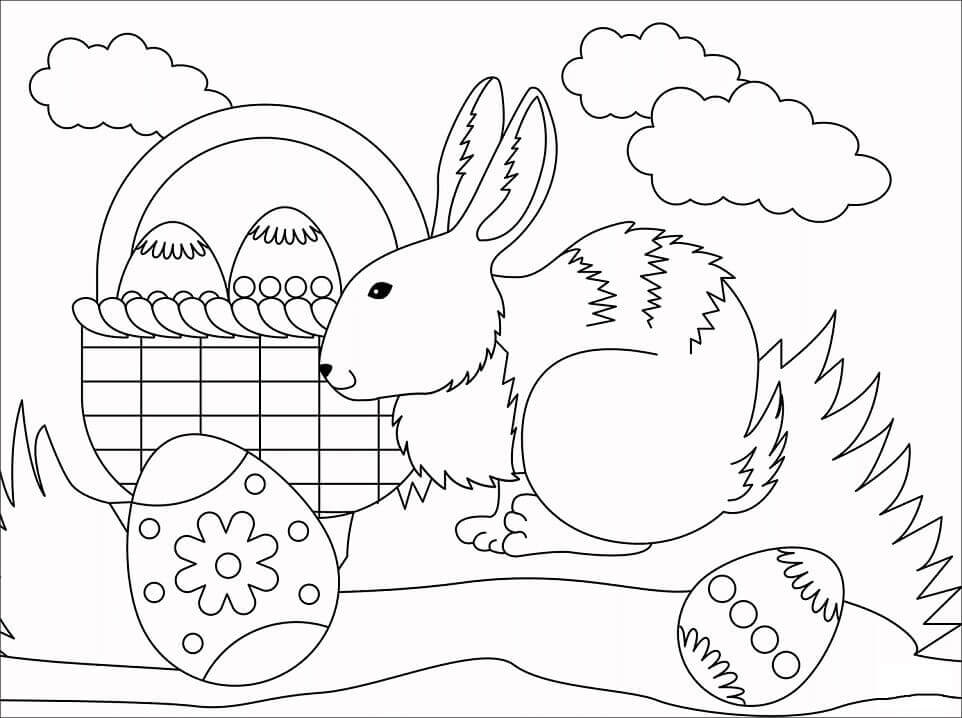 Dibujo de Conejito de Pascua Normal para Colorear