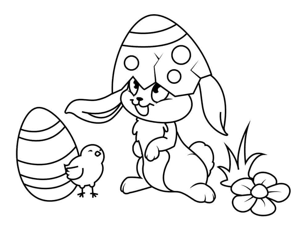 Dibujo de Conejo de Pascua Divertido para Colorear