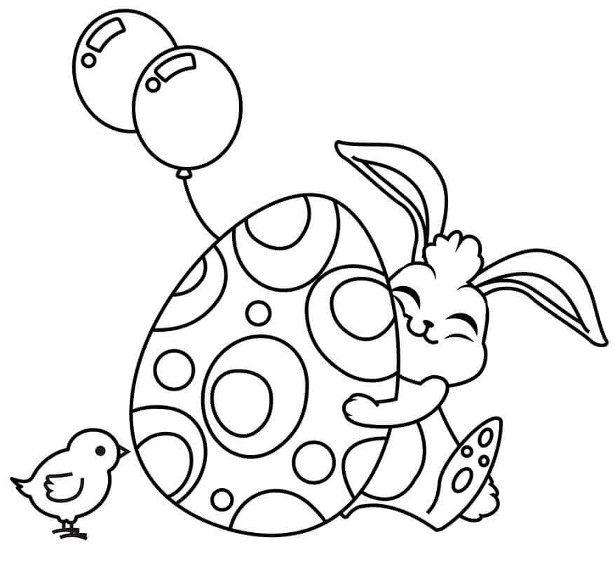 Dibujo de Conejo de Pascua Feliz para Colorear