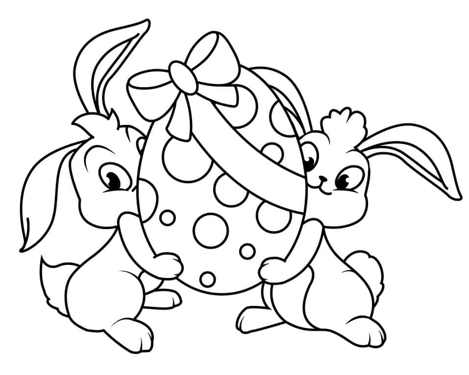Dibujo de Dos Conejos de Pascua para Colorear